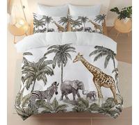 Générique Abricot Housse de Couette 240 x 260 cm, Illustration Prairie Zèbre Éléphantthème Housse de Couette réversible Toutes Saisons, légère et Chaude Microfibre brossée C'est Un Bon Cadeau