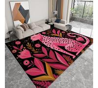 Générique Abstrait 80 x 150 cm Moderne Tapis de Salon, Doux Animal Léopard Botanique Feuilles Imprimé Tapis - Moquette Antidérapant pour Salle à Manger Chambre Couloir Bureau Salle de Jeu