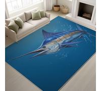 Générique Abstrait Animaux Poisson Mer Tapiss de Passage Couloir Antidérapant et Lavable Tapis d'entrée Interieur Paillasson, Bleu Tapis de Sol pour Chambre Buanderie, 80 x 120 cm