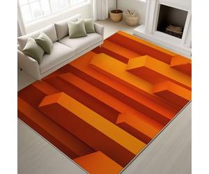 Générique Abstrait Cube Tapis de Cuisine imprimé 3D Lignes Tapis - 60 cm x 90 cm, Orange Tapiss avec Tapis antidérapant Magique intégré, Lavable entrée Devant Chambre Salon