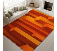 Générique Abstrait Cube Tapiss de 3D Lignes Doux Tapis Imprimé Tapis Lavable 50 cm x 150 cm, Tapis de Antidérapant pour Chambre Salle à Manger Bureau, Orange