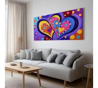 Générique Abstrait Rayures En Forme De Cœur Pois Tableau Décoration Murale Salon - Impression sur Toile Encadrée Contemporain pour Chambre, Bureau et Couloir, À Assembler Soi-même Murale 100 x 75 cm
