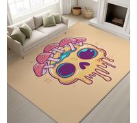 Générique Abstrait Squelette Champignon Fromage Tapiss de Passage Couloir Antidérapant et Lavable Tapis d'entrée Interieur Paillasson, Beige Tapis de Sol pour Chambre Buanderie, 80 x 120 cm