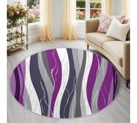 Générique Abstrait Tapis Rond 180 cm, Poils Courts, Lignes De Vagues Dégradé, Super Doux, Lavable et antidérapant pour Salon, Chambre, Chambre d’Enfant, Salle à Manger, Bureau, Coin Lecture, Violet