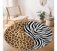 Générique Abstrait Texture Animale Antidérapant Tapis Rond 180 cm, Noir | Imprimé Léopard Imprimé Zèbre Lavable en Machine Tapis Rond, Moquette de Salon et Chambre Doux pour Intérieurs décoration
