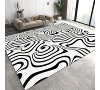 Générique Abstrait Vague Tapis de Couloir Long 100x200 cm 3D Illusion D'optique Tapis de Chevet Grand Flanelle Antidérapant Lavable Poil Court Tapis pour Chambre Couloir Q-235
