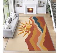 Générique Abstrait Western AméricainTapis Lavable Antidérapant | Marron Montagne Soleil Tapis 60 x 90 cm pour Salon Chambre Entrée Couloir Décoratif Pensé