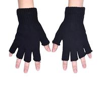 Générique Accessoire Annee 20 Mitaine Dentelle Noire chauds pour hommes tricotés demi-doigts élastiques noirs extensibles sans doigts Mitaine Femme Long Satin Mitenne Femme Hiver (Black, One Size)