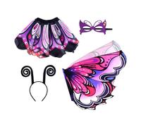 Générique Accessoire de déguisement papillon,Masque Inclus Accessoire Scène - Costume jupe tutu et ailes de fée papillon - Pour de 3 à 12 ans, anniversaire, fête, scène, événement festif, bal masqué,