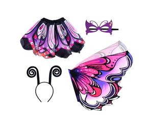 Générique Accessoire de déguisement papillon,Masque Inclus Accessoire Scène - Costume jupe tutu et ailes de fée papillon - Pour de 3 à 12 ans, anniversaire, fête, scène, événement festif, bal masqué,