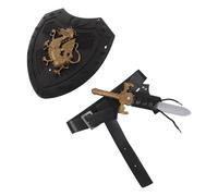 Générique Accessoire Pirate Adulte Bouclier Médiéval en Plastique Léger avec Ceinture en Cuir PU, Facile à Assortir pour Fêtes Festives et Reconstitutions Médiévales