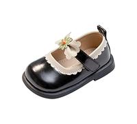 Générique Accessoires Baby Girls Leather Design Soft Round Color Design Toe Princess Dress Chaussures plates Organisation Penderie (Black, 23 Infant)