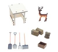 Générique Accessoires d ' Affichage de Vacances de Rennes à, Christmas Deer | Ensemble de scène de maison de poupée moulé en bois mélangé pour d ' aménagement saisonniers