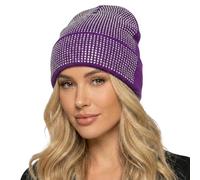 Générique Accessoires de Carnaval-Bonnet d'hiver tricoté en strass, chaud et orné de strass (Purple, One Size)