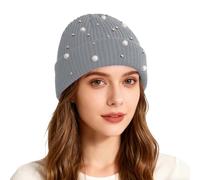 Générique Accessoires de Carnaval-Bonnet tricoté à paillettes nacrées pour filles, double épaisseur, chaud et tendance, style streetwear (Light Gray, One Size)