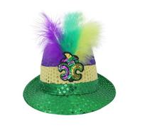Générique Accessoires de Carnaval-paillettes dorées, violettes et vertes, chapeau de jazz tricolore à plumes, chapeau de soleil de fête (Army Green, One Size)