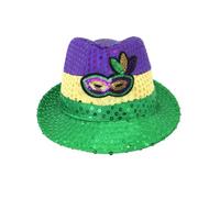 Générique Accessoires de Carnaval-paillettes dorées violettes et vertes, chapeau de jazz tricolore à plumes chapeau soleil fête (Light Green, One Size)
