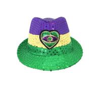 Générique Accessoires de Carnaval-paillettes dorées violettes et vertes, chapeau de jazz tricolore à plumes chapeau soleil fête (Mint Green, One Size)