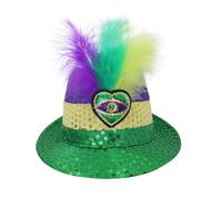 Générique Accessoires de Carnaval-paillettes dorées, violettes et vertes, chapeau de jazz tricolore à plumes, chapeau de soleil de fête (Mint Green, One Size)