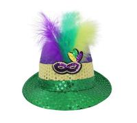 Générique Accessoires de Carnaval-paillettes dorées, violettes et vertes, chapeau de jazz tricolore à plumes, chapeau de soleil de fête (Light Green, One Size)