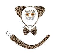 Générique Accessoires de Carnaval-Serre-tête oreilles de léopard, bijoux visage queue, déguisement d'enfant fête costumée, jeu de rôle animalier, cosplay (Multicolour, One Size)