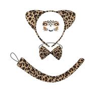 Générique Accessoires de Carnaval-Serre-tête oreilles léopard, bijoux pour le visage et queue, déguisement sur le thème des animaux, idéal pour fêtes et jeux rôle. (Multicolour, One Size)
