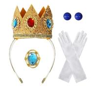 Générique Accessoires de costume de princesse - Lot avec Boucles d'oreilles, Broche et Gants | Bandeau de Princesse pour Femme | Pour Carnaval, Soirée Déguisée, Anniversaire