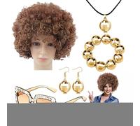 Générique Accessoires de costumes disco, accessoires disco des années 70 pour femmes | Costume de rappeur, accessoires de boule scintillante, 5 pièces - Accessoires boule Lunettes de soleil, Bracele