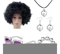 Générique Accessoires de costumes disco, accessoires disco des années 70 pour femmes, Costume de rappeur, accessoires de boule scintillante, 5 pièces, Accessoires boule Lunettes de soleil, Bracelet