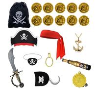 Générique Accessoires Pirate | Costume d'Halloween Enfant | Déguisement de Capitaine Pirate pour Fêtes et Événements