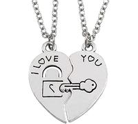 Générique acier inoxydable je t'aime clé au coeur couple collier pendentif Lovers Valentine argent Professionnel et mode