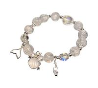 Générique Acier Message Cadeau Argent Rhodonite Anneaux Regular Suitable For Women's Birthday Delicate Lightweight Wrist Bracelet Jewelry Jonc Naturelle Bracelet Classique Bracelet (White, A)