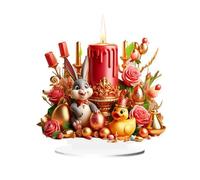 Générique Acrylic Bunny Desktop Decoration, Happy Easter 2D Acrylic Sign, 7.87x7.28x0.12in Tabletop Farmhouse Easter Decor, Rabbit Desk Ornaments for Festive Festival