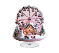 Générique Acrylic Christmas Centerpiece, 2D Flat Festive Ferris Wheel Snow Winter Decoration with Rotating Base, Desktop Ornament for Home, Party, Bookshelf, Mantel