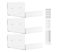 Générique Acrylic Floating Shelf - Bathroom Makeup Shelves, 3 Pieces Display Storage Rack for Renters Designers Students Office Shop Hotel Living Room Kitchen Bedroom Books Plants Apartment College