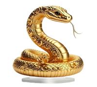 Générique Acrylic Gold Snake Decoration, 2D Acrylic Animal Figurine, Golden Feng Shui Wealth Action Figure, Year of The Snake Versatile Placement for Bedroom Or Bedside Table, 20x20cm
