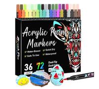 Générique Acrylic Paint Markers, 72-Color Paint Pens, Double-Ended Painting Tool, Compact & Quick-Dry Drawing Ink, Ideal for Offices, Home, School Projects, Decorations, Prizes, and Rewards
