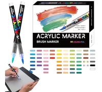 Générique Acrylic Paint Markers, Soft Brush Tip Markers for Coloring, Waterproof Craft Supplies for Ceramic, Stone, Rock, Canvas, Fabric, Wood, DIY Art Projects, Scrapbooking, and Creative Crafts