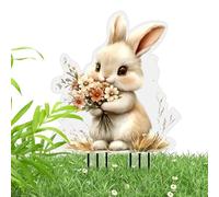Générique Acrylic Rabbit Garden Toggle, 2D Graphic Design Animal Stake, Decorative Plant Ornament for Indoor/Outdoor Use, Weatherproof Garden and Potted Bonsai AccessoryHigh-Transparency Acrylic