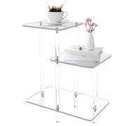 Générique Acrylic Side Table, Modern Nightstand Furniture, Clear 3-Layer Storage Unit, Stylish Home Accent for Patio Book Living Room Phone Lobby, Bedroom Apartment Decor, 16.93x9.84x22.83in