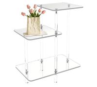 Générique Acrylic Side Table, Modern Nightstand Table, Clear 3 Layers, Sturdy Home Patio Furniture, 16.93x9.84x22.83in Living Room Bedroom Apartment Organizer, Sleek Transparent Accent