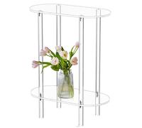 Générique Acrylic Side Table - Small Acrylic End Table | Acrylîc End Tables | Small Transparent Oval Nightstand, 2-Tier Bedside Tables for Bedroom Home Living Room Bathroom, Space-Saving Narrow