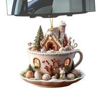 Générique Acrylic Spring Ornaments - Easter Bunny Egg Coffee Cup Pendant | Funny Landscape Keychain Decoration, 15g Lightweight, 7.8x8cm and 7.9x8cm Sizes, Seasonal Accessories for Holiday Birthday