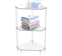 Générique Acrylic Table, Shower Shelf, 3-Tier Triangle Design Optimizes Vertical Organization, Resilient Fabrication Ensures Effortless Cleaning, Bath Organizer for Chic Interior Settings