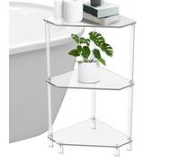 Générique Acrylic Triangle Corner Table, 3-Tier Clear Organizer, Narrow Bookshelf for Living Room, Office & Bedroom, Space-Saving Corner Shelf, 12x12x26 inches, Transparent, 1 Piece