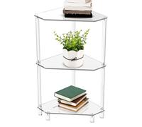 Générique Acrylic Triangle Corner Table, 3Tier Corner Table, 12x12x26in Portable Living Room, Narrow Clear Organizer, Bookshelf Space Saving Storage for Bedroom, Office