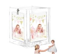 Générique Acrylic Wedding Card Box, Clear Envelope Holder with Picture Frame, Sturdy Transparent Money Card for Wedding Reception, Baby Shower, and Special Events