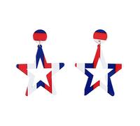 Générique Acrylique Oreille Pendentif Fête Nationale Des États- Jour De L'Indépendance D'oreilles Rouge Blanc Bleu Bande Plaque Géométrie Oreille Boucle D'Oreille Femme Or (H, 5x7cm)