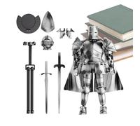 Générique Action Figure Model, Multi Jointed Medieval Knight Full Body Model, 5.51x5.2 inches Flexible Statue Movable Figurine with 360° Rotating Head for Dining Table, Desk and Shelf