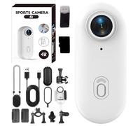 Générique ActionSnap-4K Thumb Action Camera, Go Snap Body Cam, 360° Rotation Portable Wearable Mini Action Cam, for POV Bike Cycling, Pet, Vlogging (White 4K,128G Standard)